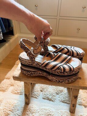 Amambaih Espadrille Platform Sandals, Size 40